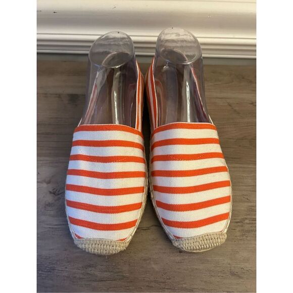 Vionic Valeri Espadrille Flat Shoes Women's 9 Orange White Textile Slip On EUC B - Picture 2 of 8